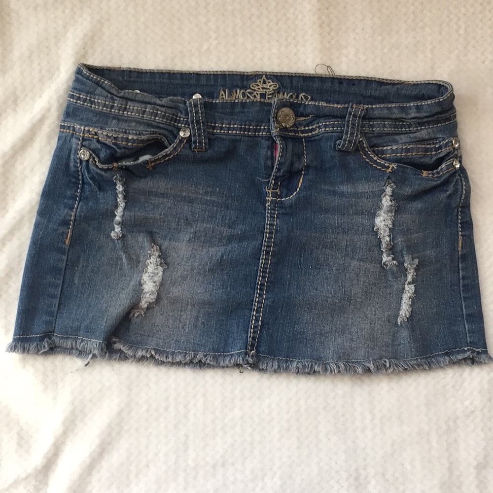 Almost Famous distressed jeans mini skirt